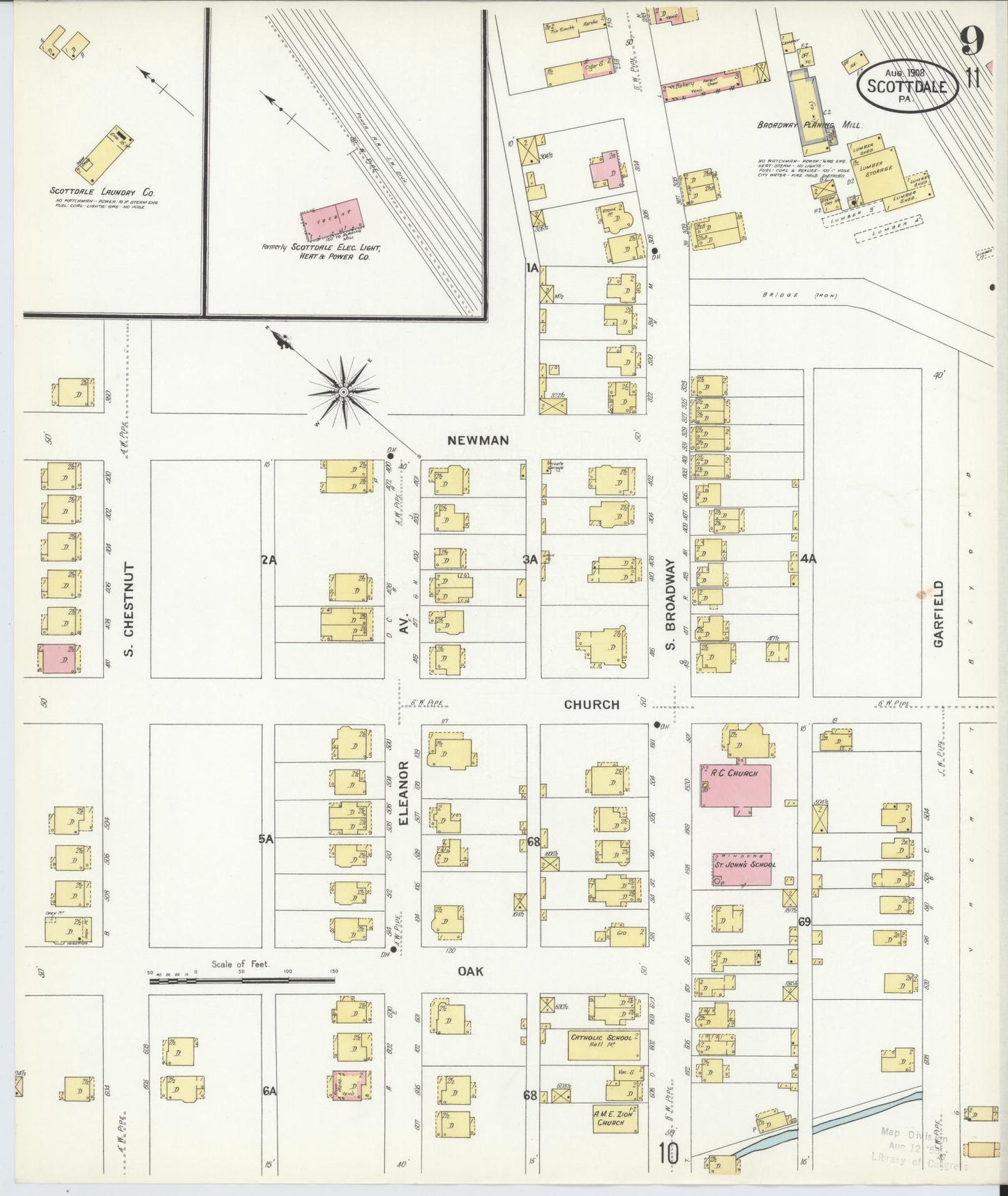 Sanborn Fire Insurance Map from Scottdale, Westmoreland County, Pennsylvania (1908), Sheet #0009 - Complete Map Set gallery image, historic Sanborn map, vintage wall art, Pennsylvania Pennsylvania