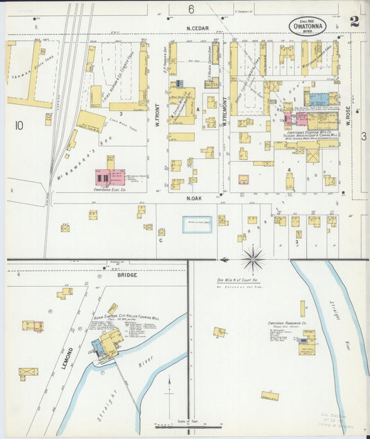 Sanborn Fire Insurance Map from Owatonna, Steele County, Minnesota (1900), Sheet #0002 - Historic Sanborn Fire Insurance Map Print, vintage old map wall art, antique decor, genealogy gift, Minnesota Minnesota map