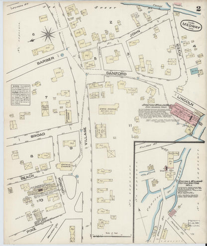 Sanborn Fire Insurance Map from Medway, Norfolk County, Massachusetts (1884), Sheet #0002 - Complete Map Set gallery image, historic Sanborn map, vintage wall art, Massachusetts Massachusetts