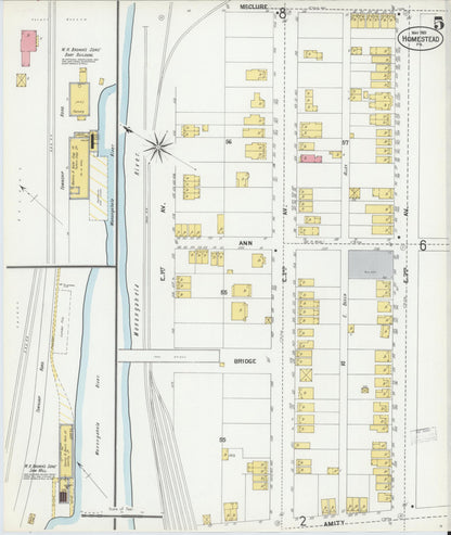 Sanborn Fire Insurance Map from Homestead, Allegheny County, Pennsylvania (1901), Sheet #0005 - Historic Sanborn Fire Insurance Map Print, vintage old map wall art, antique decor, genealogy gift, Pennsylvania Pennsylvania map