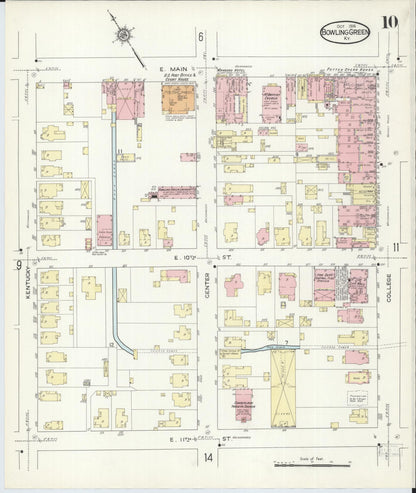 Sanborn Fire Insurance Map from Bowling Green, Warren County, Kentucky (1914), Sheet #0010 - Complete Map Set gallery image, historic Sanborn map, vintage wall art, Kentucky Kentucky