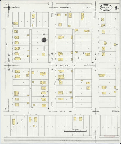 Sanborn Fire Insurance Map from Libertyville, Lake County, Illinois (1924), Sheet #0008 - Historic Sanborn Fire Insurance Map Print, vintage old map wall art, antique decor, genealogy gift, Illinois Illinois map