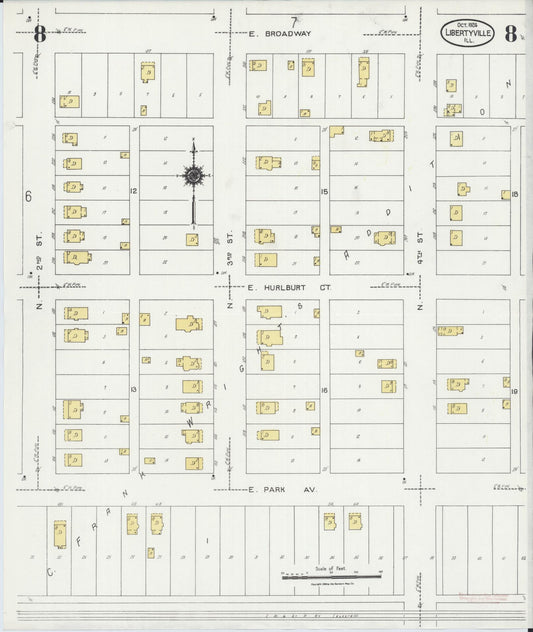 Sanborn Fire Insurance Map from Libertyville, Lake County, Illinois (1924), Sheet #0008 - Historic Sanborn Fire Insurance Map Print, vintage old map wall art, antique decor, genealogy gift, Illinois Illinois map