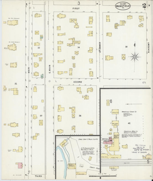 Sanborn Fire Insurance Map from Mansfield, Tioga County, Pennsylvania (1897), Sheet #0002 - Historic Sanborn Fire Insurance Map Print, vintage old map wall art, antique decor, genealogy gift, Pennsylvania Pennsylvania map