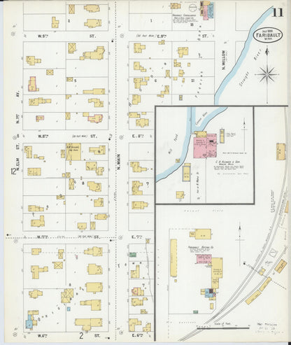 Sanborn Fire Insurance Map from Faribault, Rice County, Minnesota (1899), Sheet #0011 - Historic Sanborn Fire Insurance Map Print, vintage old map wall art, antique decor, genealogy gift, Minnesota Minnesota map
