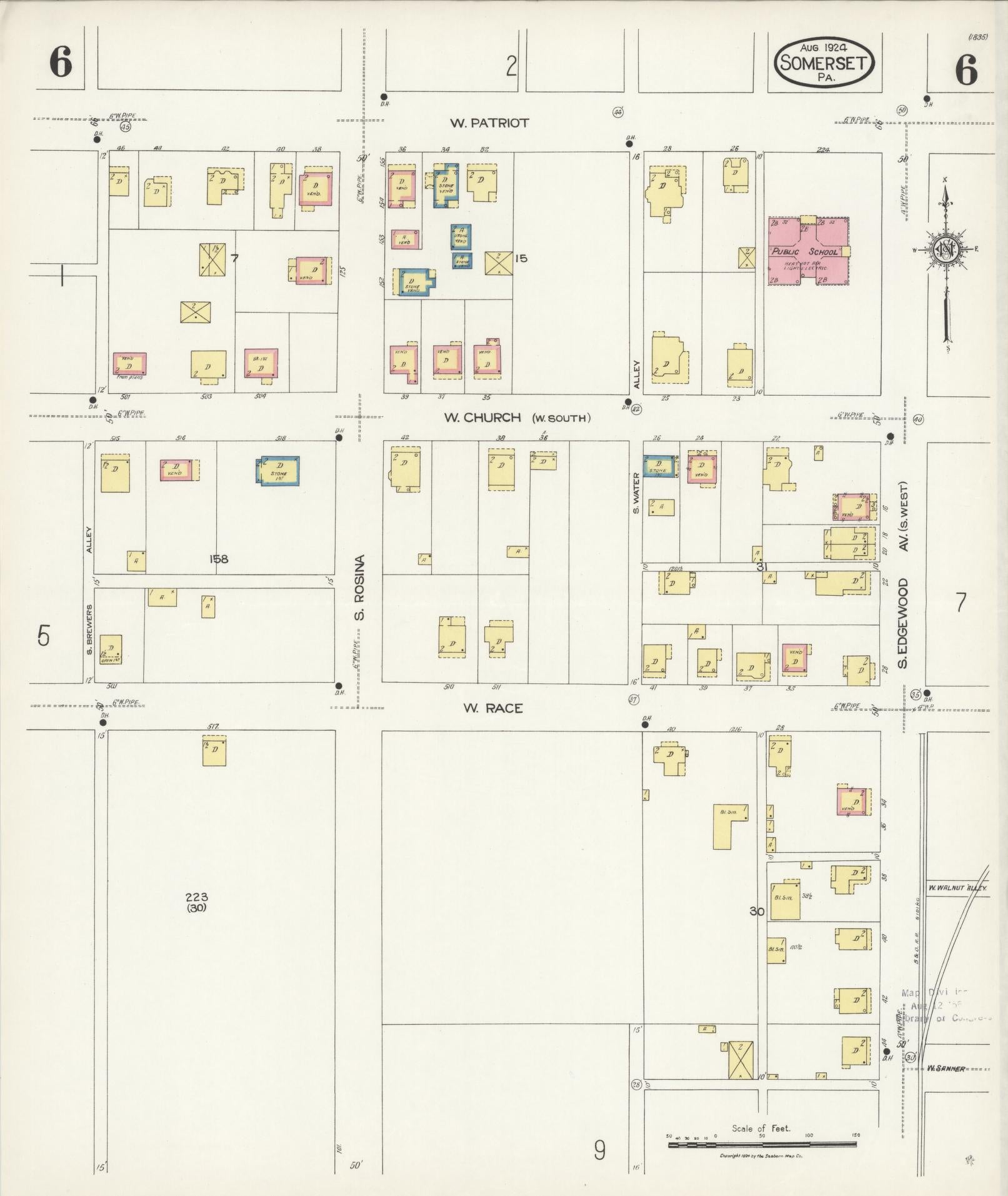Sanborn Fire Insurance Map from Somerset, Somerset County, Pennsylvania (1924), Sheet #0006 - Complete Map Set gallery image, historic Sanborn map, vintage wall art, Pennsylvania Pennsylvania