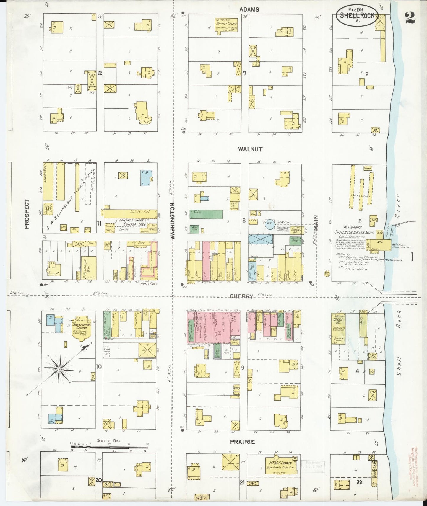 Sanborn Fire Insurance Map from Shell Rock, Butler County, Iowa (1902), Sheet #0002 - Historic Sanborn Fire Insurance Map Print, vintage old map wall art