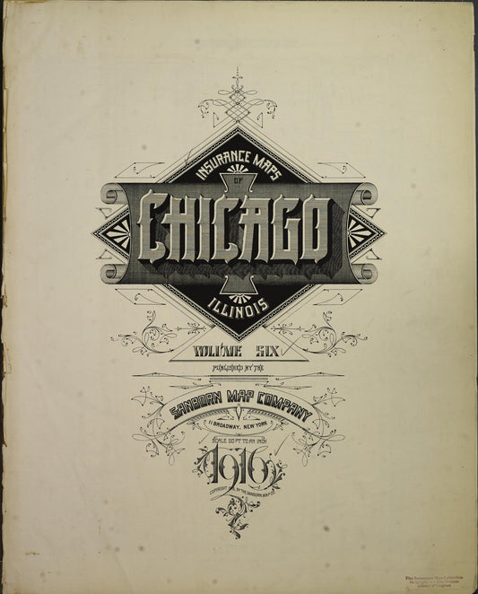 Sanborn Fire Insurance Map from Chicago, Cook County, Illinois (1916), Sheet #0001 - Historic Sanborn Fire Insurance Map Print, vintage old map wall art, antique decor, genealogy gift, Illinois Illinois map
