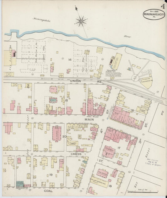 Sanborn Fire Insurance Map from Monongahela City, Washington County, Pennsylvania (1886), Sheet #0004 - Historic Sanborn Fire Insurance Map Print, vintage old map wall art, antique decor, genealogy gift, Pennsylvania Pennsylvania map