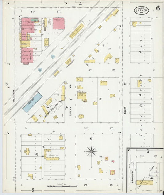 Sanborn Fire Insurance Map from Larned, Pawnee County, Kansas (1899), Sheet #0006 - Historic Sanborn Fire Insurance Map Print, vintage old map wall art, antique decor, genealogy gift, Kansas Kansas map