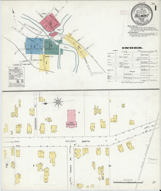 Sanborn Fire Insurance Map from Belmont, Allegany County, New York (1909), Sheet #0001 - Complete Map Set gallery image, historic Sanborn map, vintage wall art, New York New York