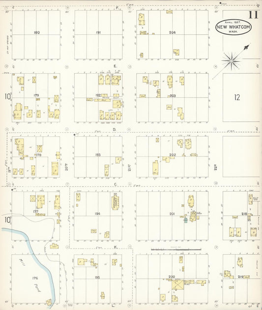 Sanborn Fire Insurance Map from New Whatcom, Whatcom County, Washington (1897), Sheet #0011 - Historic Sanborn Fire Insurance Map Print, vintage old map wall art, antique decor, genealogy gift, Washington Washington map
