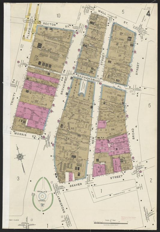Sanborn Fire Insurance Map from New York, Bronx, Manhattan, New York (1923), Sheet #0004 - Historic Sanborn Fire Insurance Map Print, vintage old map wall art, antique decor, genealogy gift, New York New York map