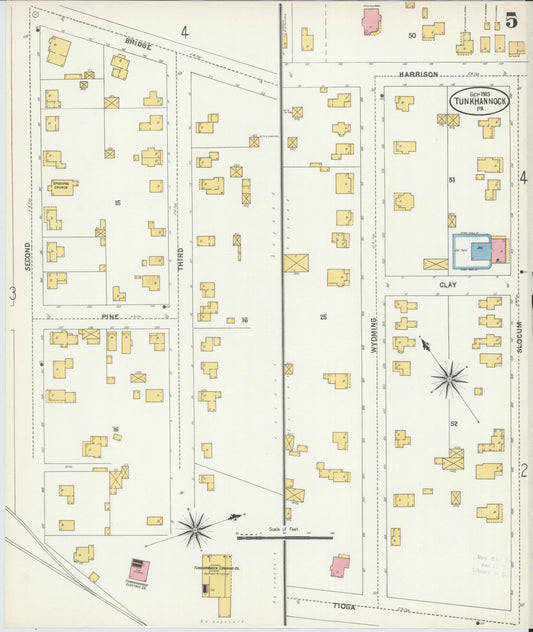Sanborn Fire Insurance Map from Tunkhannock, Wyoming County, Pennsylvania (1903), Sheet #0005 - Historic Sanborn Fire Insurance Map Print, vintage old map wall art, antique decor, genealogy gift, Pennsylvania Pennsylvania map