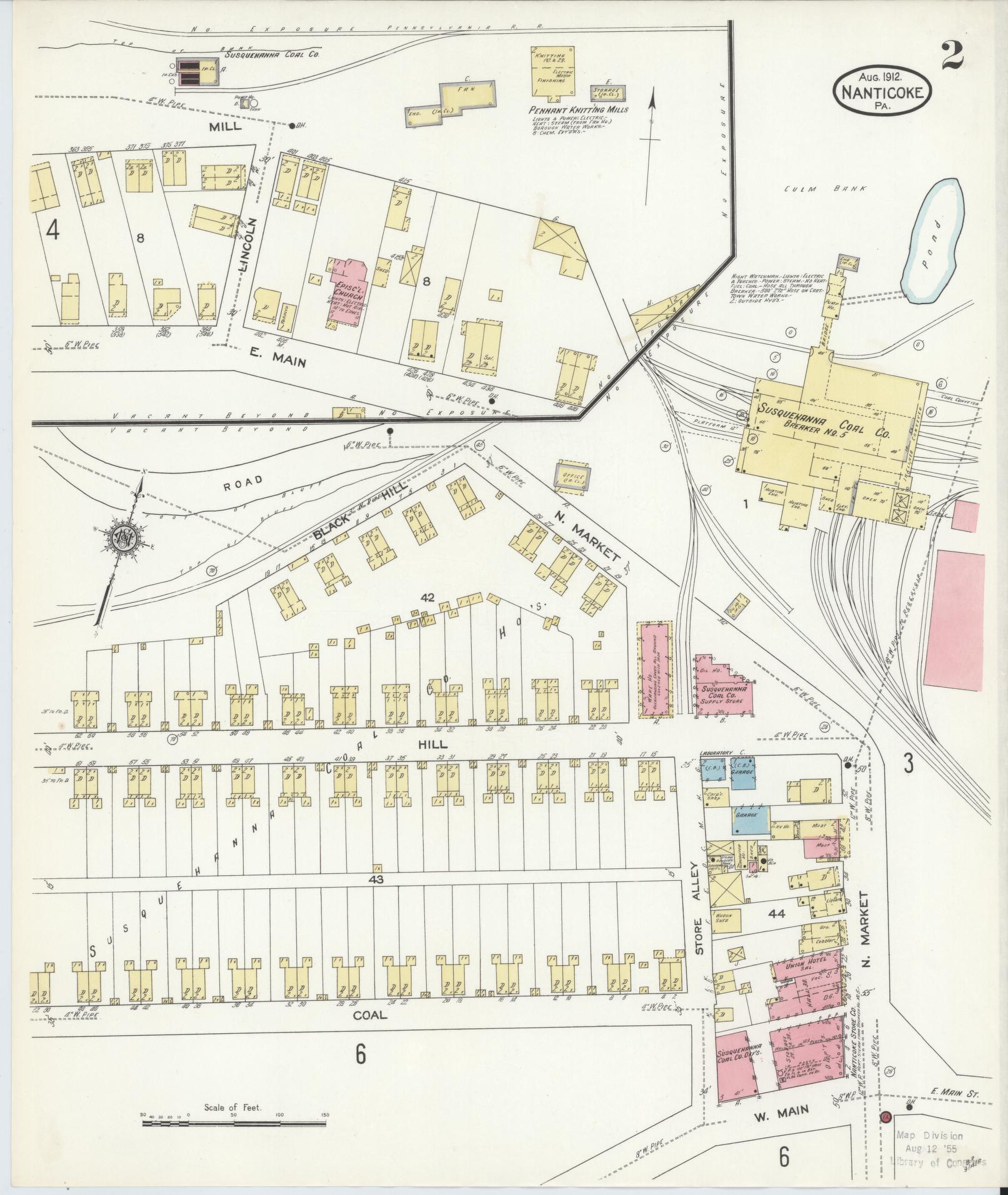 Sanborn Fire Insurance Map from Nanticoke, Luzerne County, Pennsylvania (1912), Sheet #0002 - Historic Sanborn Fire Insurance Map Print, vintage old map wall art, antique decor, genealogy gift, Pennsylvania Pennsylvania map