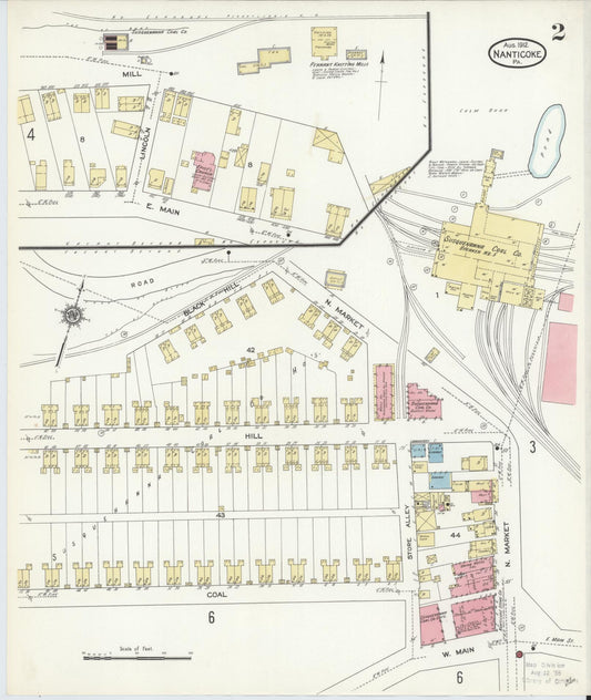 Sanborn Fire Insurance Map from Nanticoke, Luzerne County, Pennsylvania (1912), Sheet #0002 - Historic Sanborn Fire Insurance Map Print, vintage old map wall art, antique decor, genealogy gift, Pennsylvania Pennsylvania map