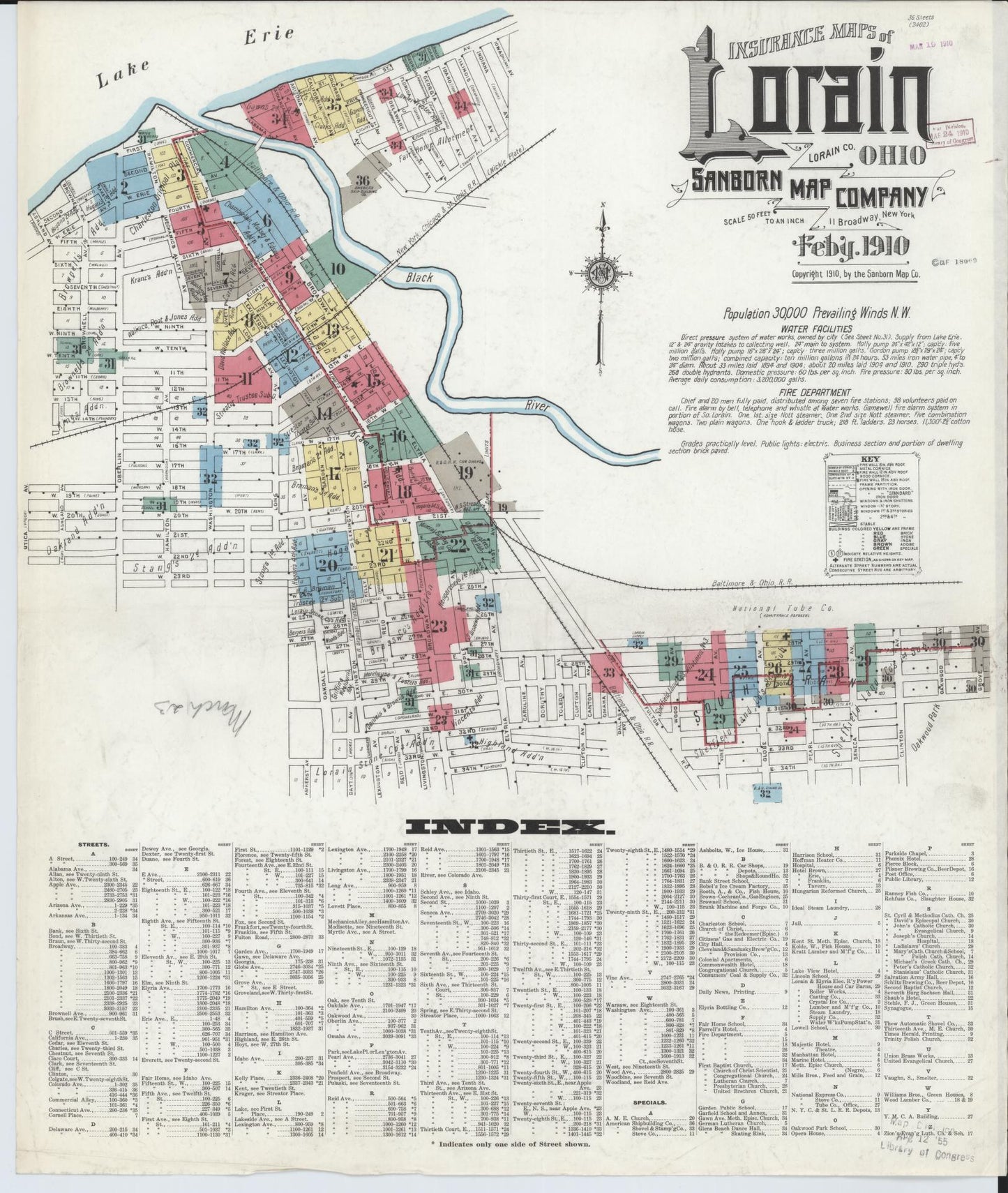 Sanborn Fire Insurance Map from Lorain, Lorain County, Ohio (1910), Sheet #0001 - Historic Sanborn Fire Insurance Map Print, vintage old map wall art, antique decor, genealogy gift, Ohio Ohio map