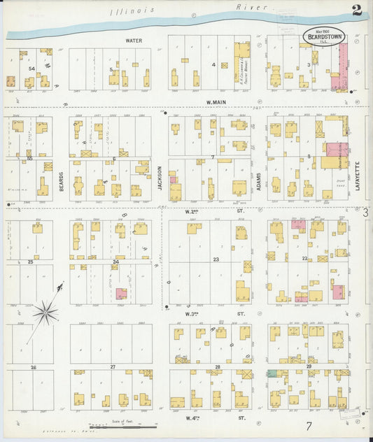 Sanborn Fire Insurance Map from Beardstown, Cass County, Illinois (1900), Sheet #0002 - Historic Sanborn Fire Insurance Map Print, vintage old map wall art, antique decor, genealogy gift, Illinois Illinois map
