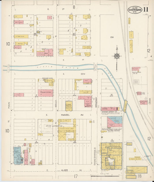 Sanborn Fire Insurance Map from Sheridan, Sheridan County, Wyoming (1912), Sheet #0011 - Historic Sanborn Fire Insurance Map Print, vintage old map wall art, antique decor, genealogy gift, Wyoming Wyoming map