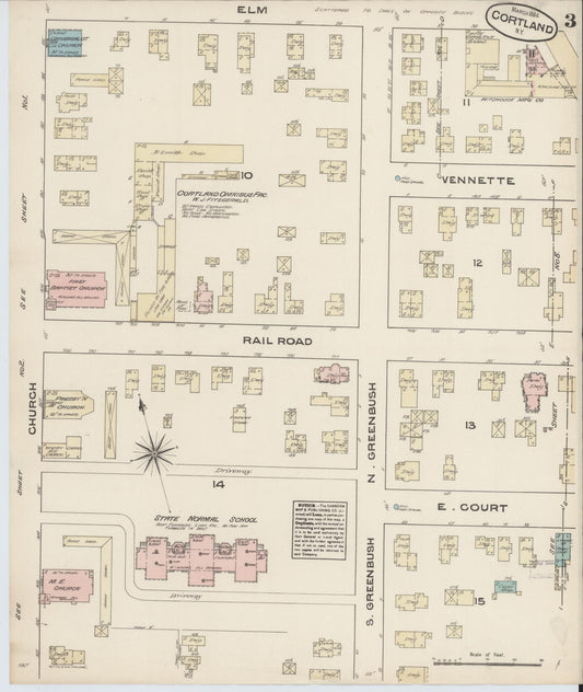 Sanborn Fire Insurance Map from Cortland, Cortland County, New York (1884), Sheet #0003 - Historic Sanborn Fire Insurance Map Print, vintage old map wall art, antique decor, genealogy gift, New York New York map