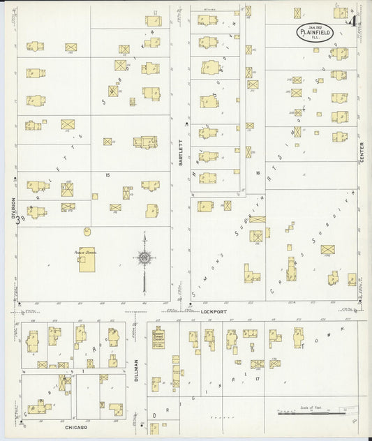 Sanborn Fire Insurance Map from Plainfield, Will County, Illinois (1912), Sheet #0004 - Historic Sanborn Fire Insurance Map Print, vintage old map wall art, antique decor, genealogy gift, Illinois Illinois map