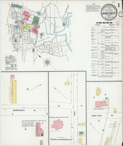 Sanborn Fire Insurance Map from Mamaroneck, Westchester County, New York (1902), Sheet #0001 - Complete Map Set gallery image, historic Sanborn map, vintage wall art, New York New York