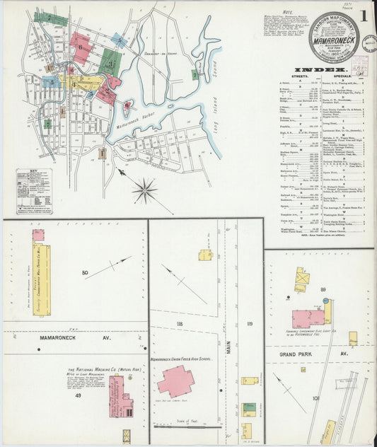 Sanborn Fire Insurance Map from Mamaroneck, Westchester County, New York (1902), Sheet #0001 - Complete Map Set gallery image, historic Sanborn map, vintage wall art, New York New York