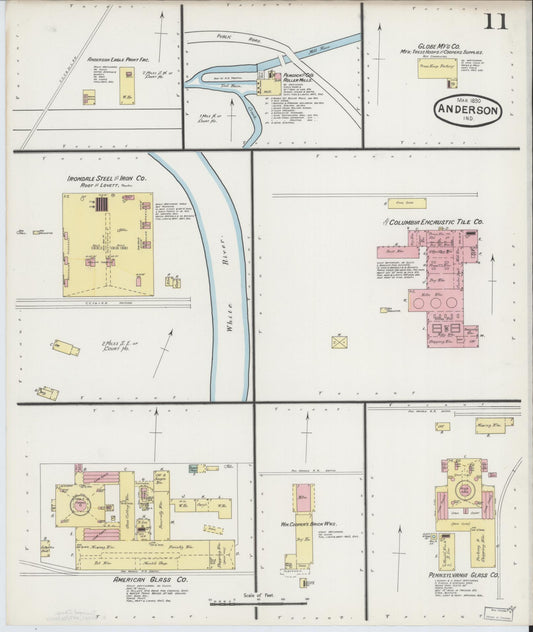 Sanborn Fire Insurance Map from Anderson, Madison County, Indiana (1890), Sheet #0011 - Historic Sanborn Fire Insurance Map Print, vintage old map wall art, antique decor, genealogy gift, Indiana Indiana map