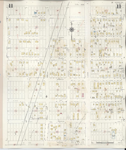 Sanborn Fire Insurance Map from Borger, Hutchinson County, Texas (1950), Sheet #0011 - Historic Sanborn Fire Insurance Map Print, vintage old map wall art, antique decor, genealogy gift, Texas Texas map