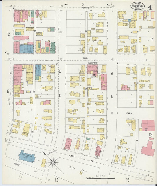 Sanborn Fire Insurance Map from Red Wing, Goodhue County, Minnesota (1902), Sheet #0004 - Historic Sanborn Fire Insurance Map Print, vintage old map wall art, antique decor, genealogy gift, Minnesota Minnesota map