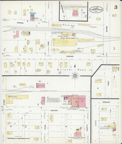 Sanborn Fire Insurance Map from Libertyville, Lake County, Illinois (1907), Sheet #0003 - Complete Map Set gallery image, historic Sanborn map, vintage wall art, Illinois Illinois