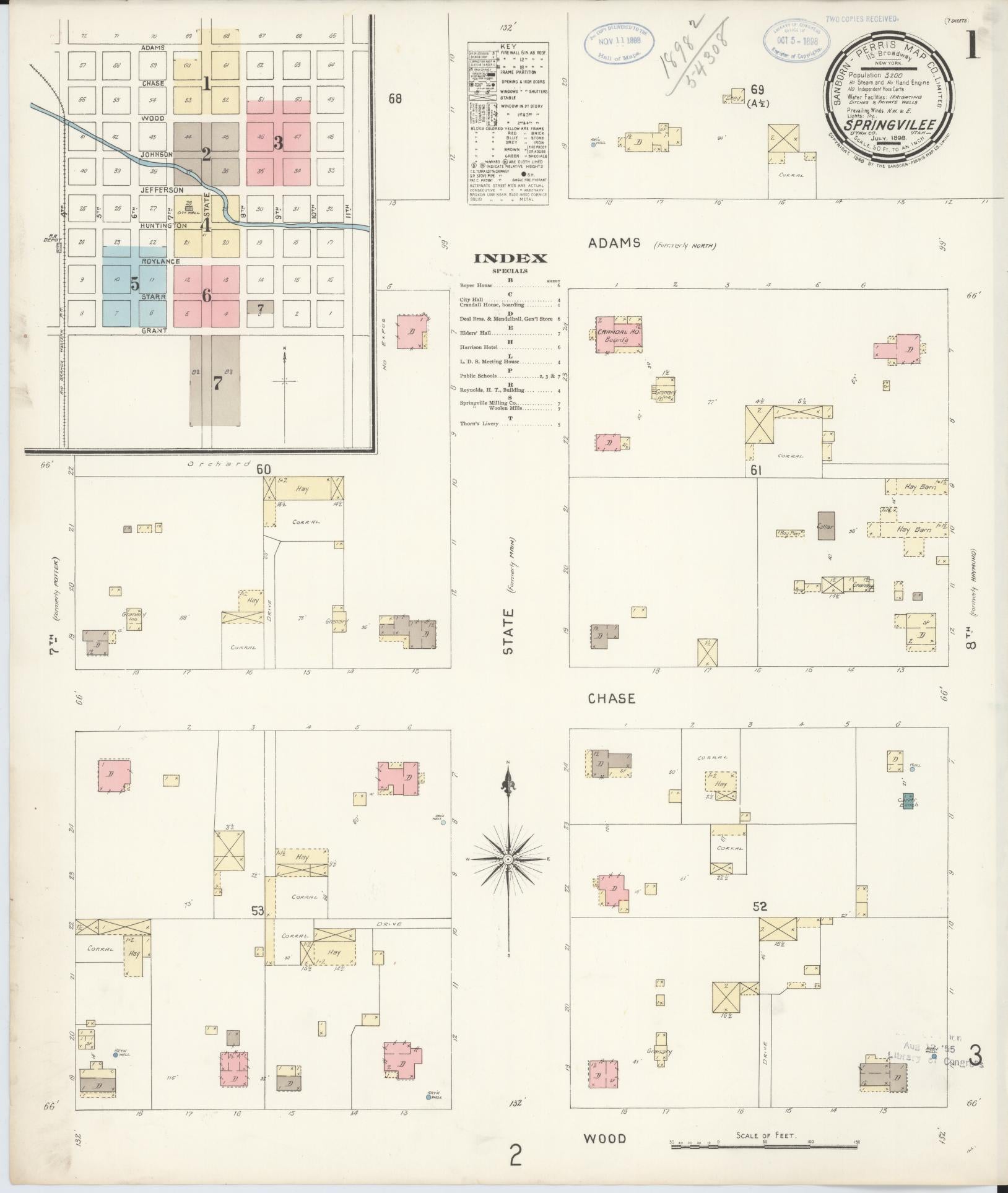 Sanborn Fire Insurance Map from Springville, Utah County, Utah (1898), Sheet #0001 - Complete Map Set gallery image, historic Sanborn map, vintage wall art, Springville Utah