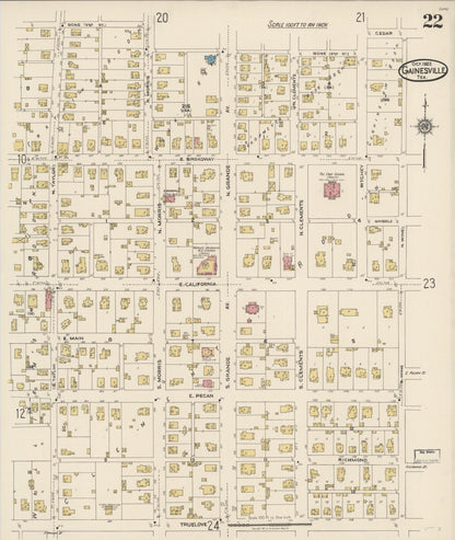Sanborn Fire Insurance Map from Gainesville, Cooke County, Texas (1922), Sheet #0022 - Complete Map Set gallery image, historic Sanborn map, vintage wall art, Texas Texas