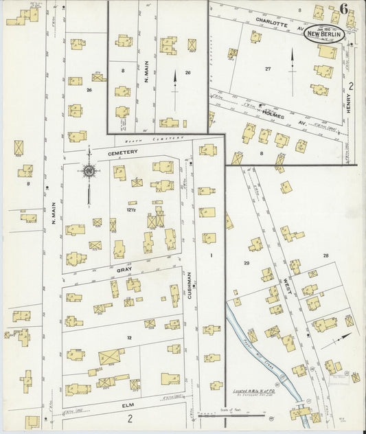 Sanborn Fire Insurance Map from New Berlin, Chenango County, New York (1910), Sheet #0006 - Historic Sanborn Fire Insurance Map Print, vintage old map wall art, antique decor, genealogy gift, New York New York map