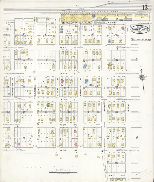 Sanborn Fire Insurance Map from North Platte, Lincoln County, Nebraska (1921), Sheet #0015 - Historic Sanborn Fire Insurance Map Print, vintage old map wall art, antique decor, genealogy gift, Nebraska Nebraska map