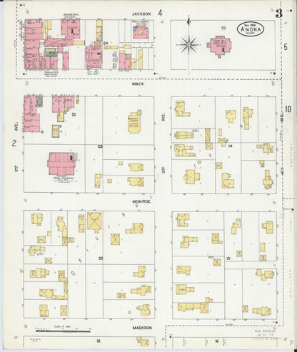 Sanborn Fire Insurance Map from Anoka, Anoka County, Minnesota (1904), Sheet #0003 - Historic Sanborn Fire Insurance Map Print, vintage old map wall art, antique decor, genealogy gift, Minnesota Minnesota map
