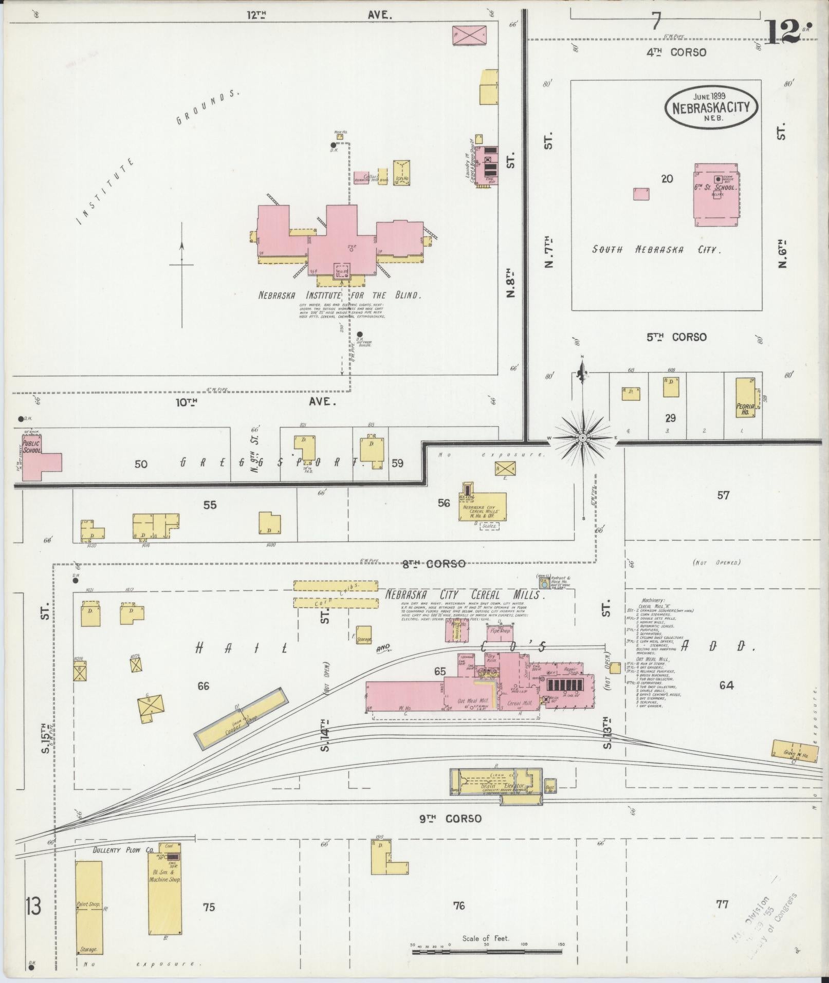 Sanborn Fire Insurance Map from Nebraska City, Otoe County, Nebraska (1899), Sheet #0012 - Complete Map Set gallery image, historic Sanborn map, vintage wall art, Nebraska Nebraska