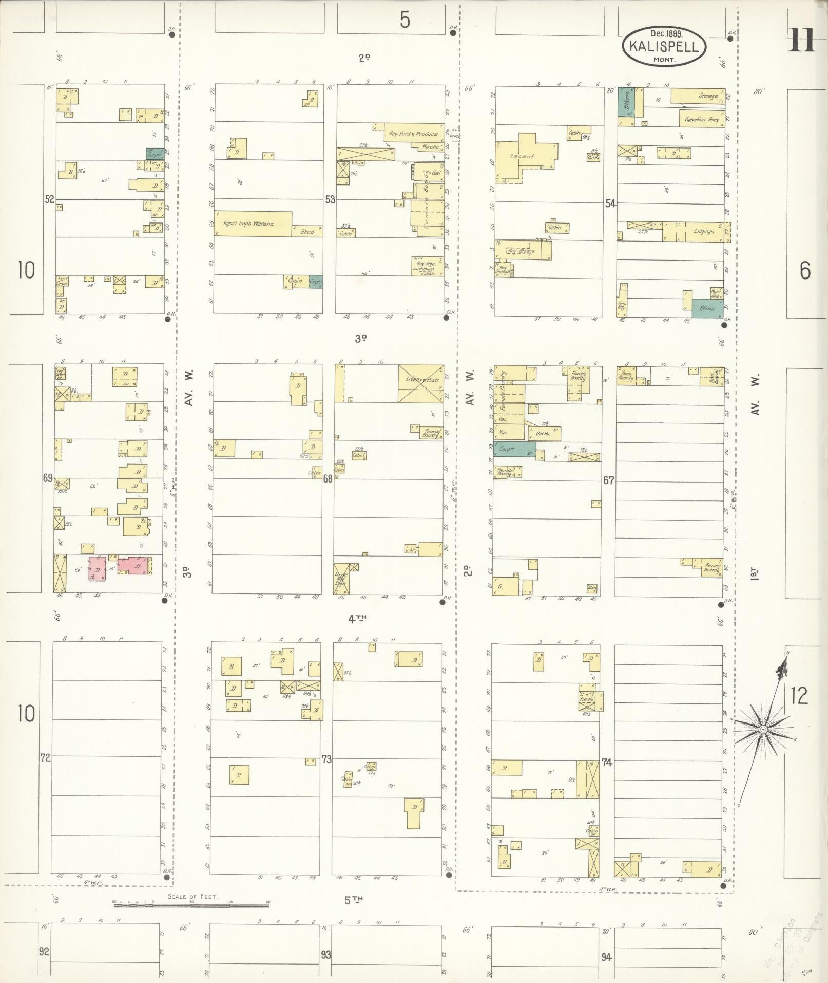 Sanborn Fire Insurance Map from Kalispell, Flathead County, Montana (1899), Sheet #0011 - Complete Map Set gallery image, historic Sanborn map, vintage wall art, Montana Montana