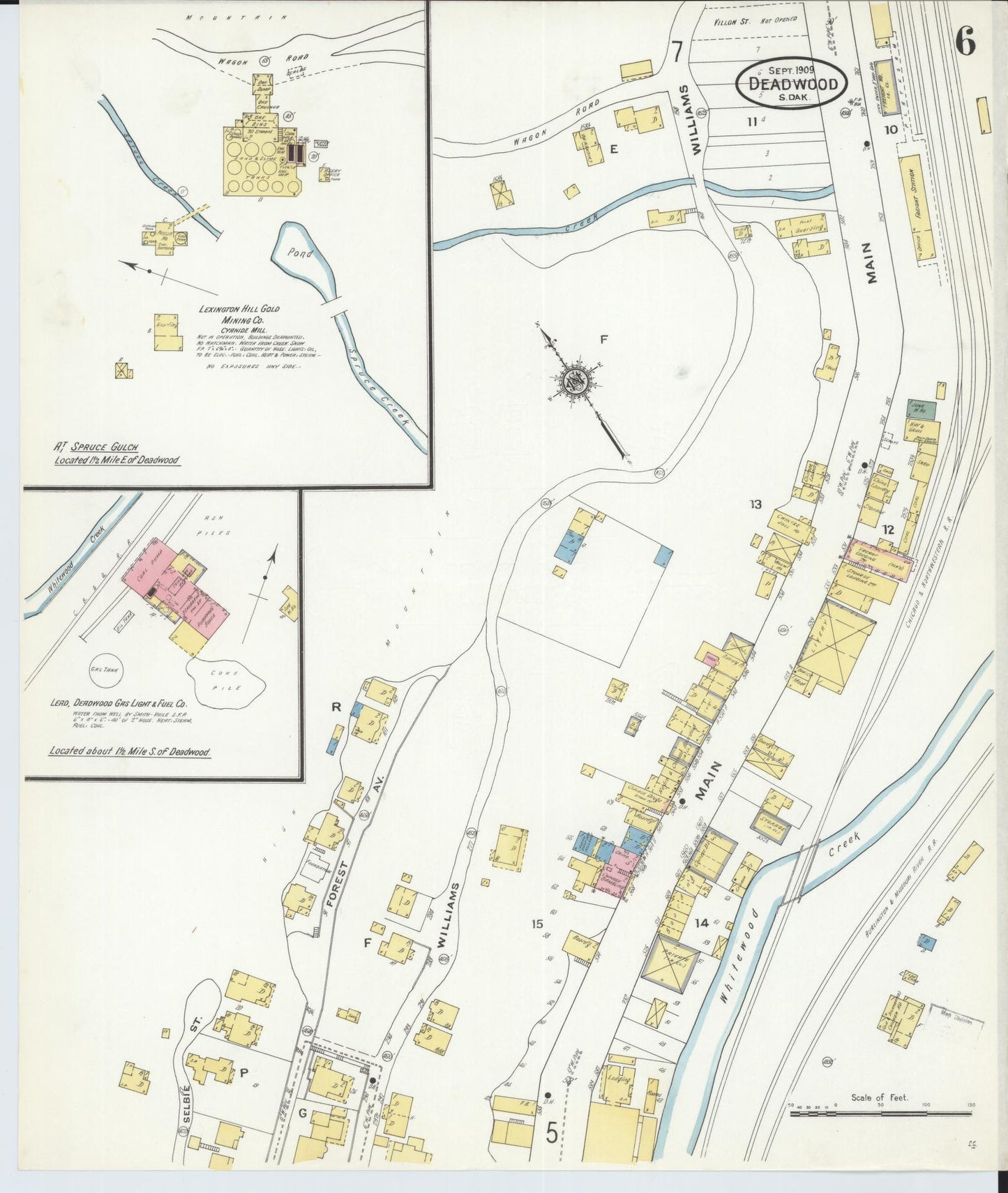 Sanborn Fire Insurance Map from Deadwood, Lawrence County, South Dakota (1909), Sheet #0006 - Complete Map Set gallery image, historic Sanborn map, vintage wall art, South Dakota South Dakota