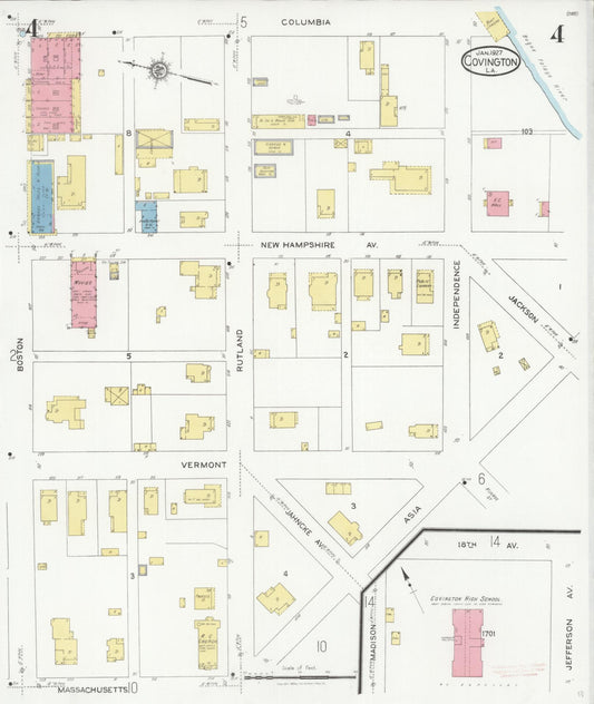 Sanborn Fire Insurance Map from Covington, Saint Tammany Parish, Louisiana (1927), Sheet #0004 - Historic Sanborn Fire Insurance Map Print, vintage old map wall art, antique decor, genealogy gift, Louisiana Louisiana map