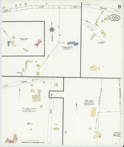 Sanborn Fire Insurance Map from Lenox, Berkshire County, Massachusetts (1911), Sheet #0009 - Complete Map Set gallery image, historic Sanborn map, vintage wall art, Massachusetts Massachusetts
