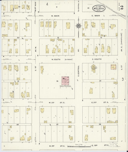 Sanborn Fire Insurance Map from Melrose, Stearns County, Minnesota (1909), Sheet #0002 - Historic Sanborn Fire Insurance Map Print, vintage old map wall art, antique decor, genealogy gift, Minnesota Minnesota map