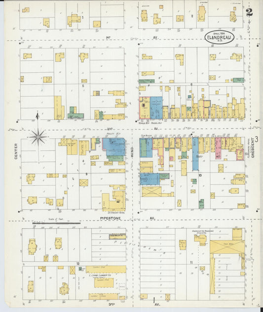 Sanborn Fire Insurance Map from Flandreau, Moody County, South Dakota (1904), Sheet #0002 - Historic Sanborn Fire Insurance Map Print, vintage old map wall art, antique decor, genealogy gift, South Dakota South Dakota map