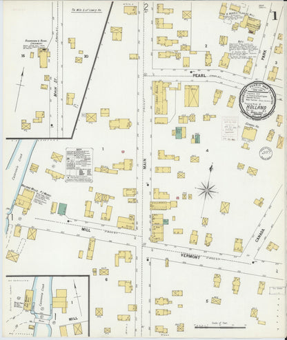 Sanborn Fire Insurance Map from Holland, Erie County, New York (1900), Sheet #0001 - Historic Sanborn Fire Insurance Map Print, vintage old map wall art, antique decor, genealogy gift, New York New York map