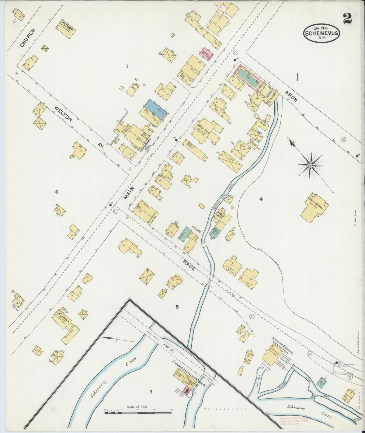 Sanborn Fire Insurance Map from Schenevus, Otsego County, New York (1905), Sheet #0002 - Historic Sanborn Fire Insurance Map Print, vintage old map wall art, antique decor, genealogy gift, New York New York map