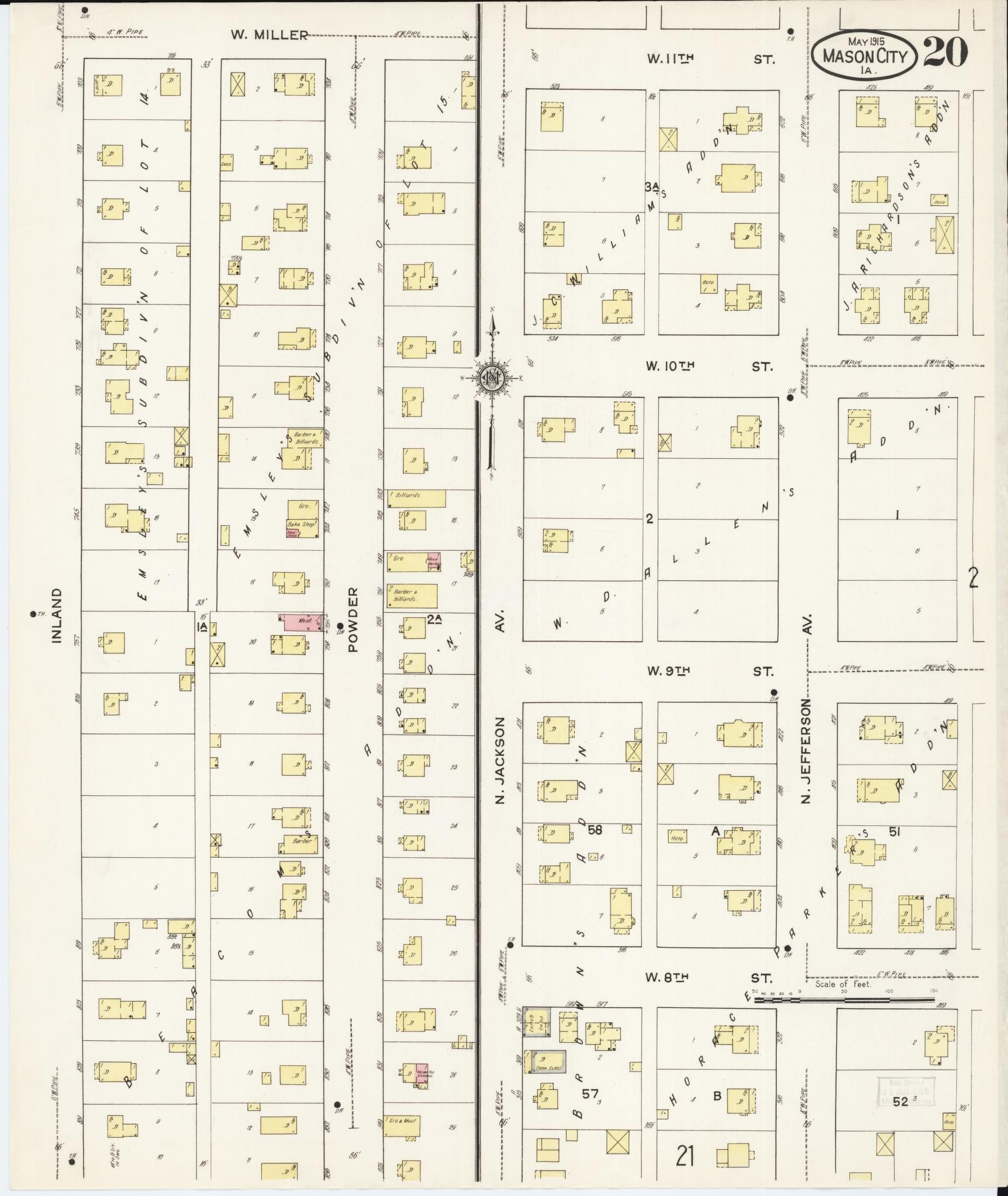 Sanborn Fire Insurance Map from Mason City, Cerro Gordo County, Iowa (1915), Sheet #0020 - Historic Sanborn Fire Insurance Map Print