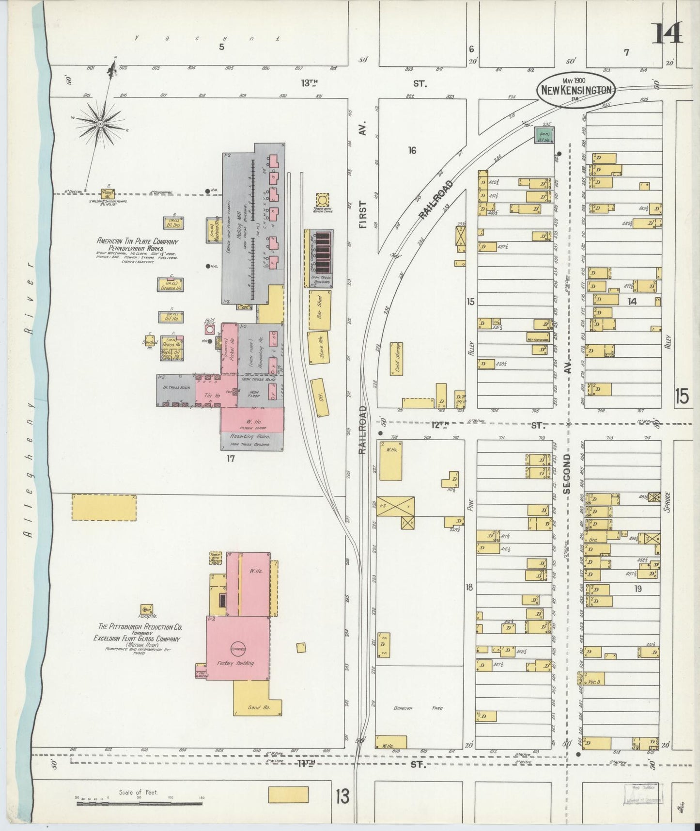 Sanborn Fire Insurance Map from New Kensington, Westmoreland County, Pennsylvania (1900), Sheet #0014 - Complete Map Set gallery image, historic Sanborn map, vintage wall art, Pennsylvania Pennsylvania
