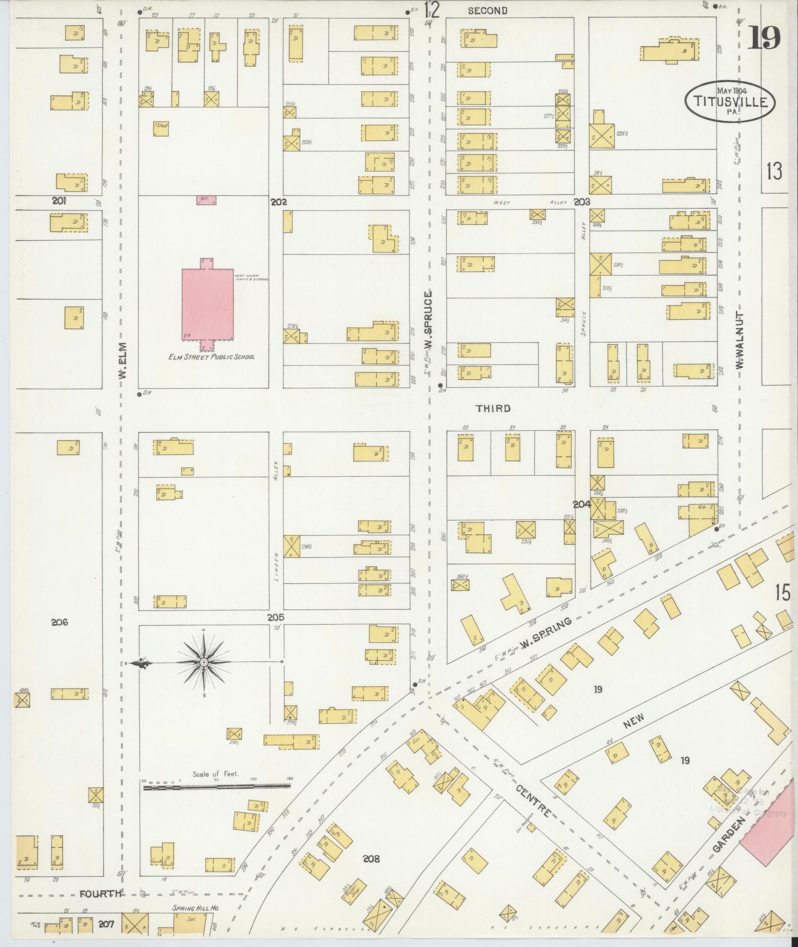 Sanborn Fire Insurance Map from Titusville, Crawford County, Pennsylvania (1904), Sheet #0019 - Complete Map Set gallery image, historic Sanborn map, vintage wall art, Pennsylvania Pennsylvania