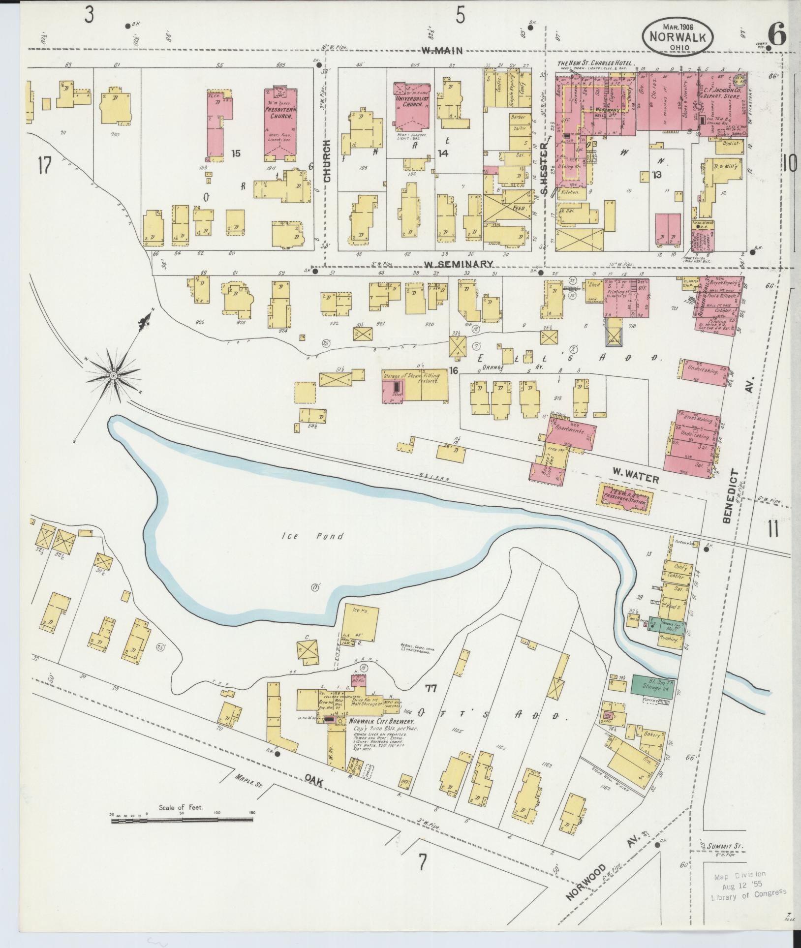 Sanborn Fire Insurance Map from Norwalk, Huron County, Ohio (1906), Sheet #0006 - Historic Sanborn Fire Insurance Map Print, vintage old map wall art, antique decor, genealogy gift, Ohio Ohio map