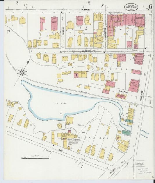 Sanborn Fire Insurance Map from Norwalk, Huron County, Ohio (1906), Sheet #0006 - Historic Sanborn Fire Insurance Map Print, vintage old map wall art, antique decor, genealogy gift, Ohio Ohio map